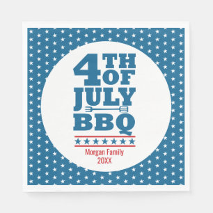 Personalised 4th of July BBQ Party Blue Star Napkin
