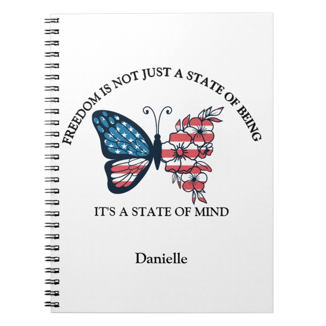 Personalised 4th of July Butterfly Notebook (Front)
