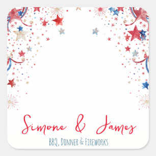 Personalised 4th of July Fireworks Party Decor Square Sticker