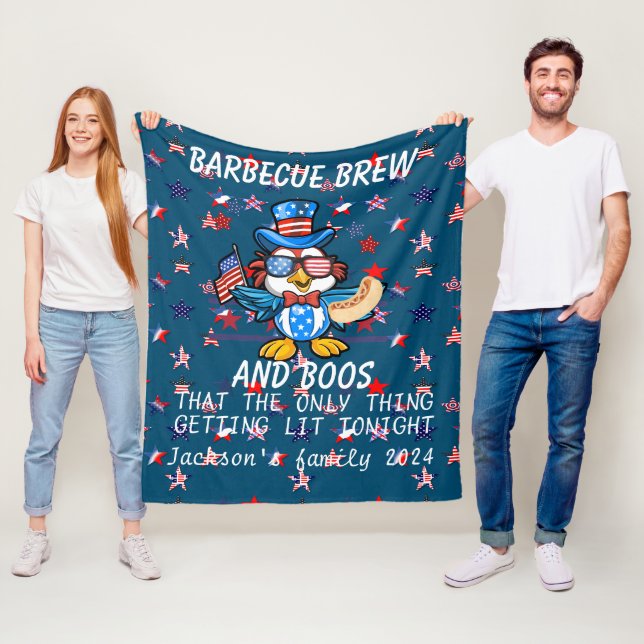 Personalised 4th of July funny saying  Fleece Blanket (In Situ)