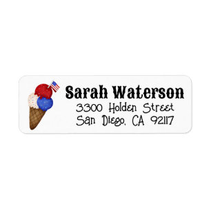 Personalised 4th of July Ice Cream Return Address Label