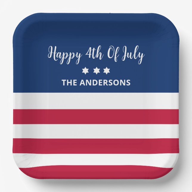 Personalised 4th Of July Paper Plates (Front)
