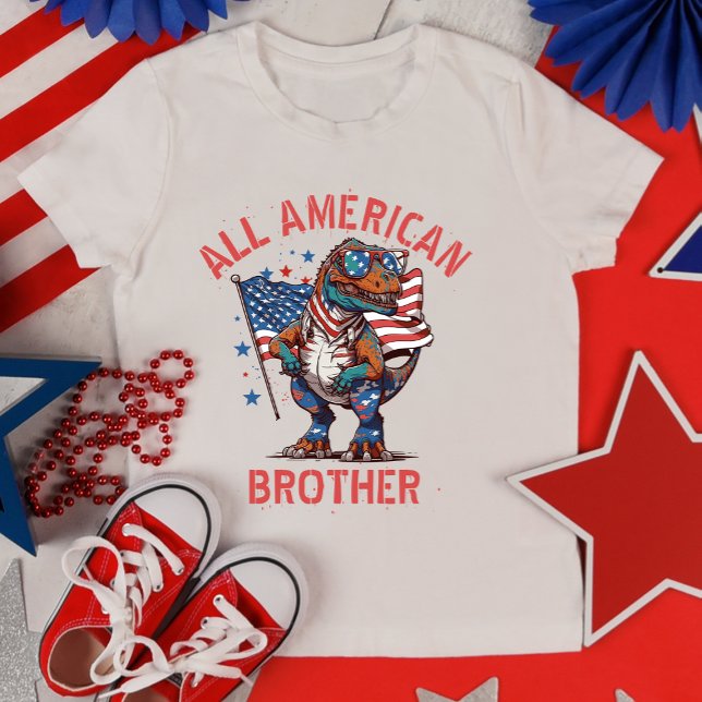 Personalised 4th Of July Patriot Dinosaur Matching T-Shirt (Creator Uploaded)