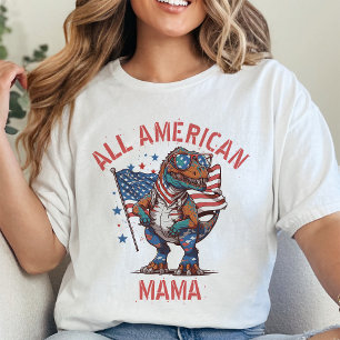 Personalised 4th Of July Patriot Dinosaur Matching T-Shirt
