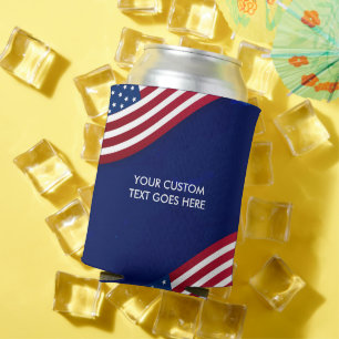 Personalised 4Th Of July Patriotic America Flag Can Cooler
