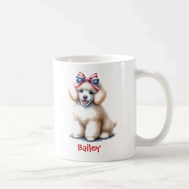 Personalised 4th of July Poodle Mug (Right)