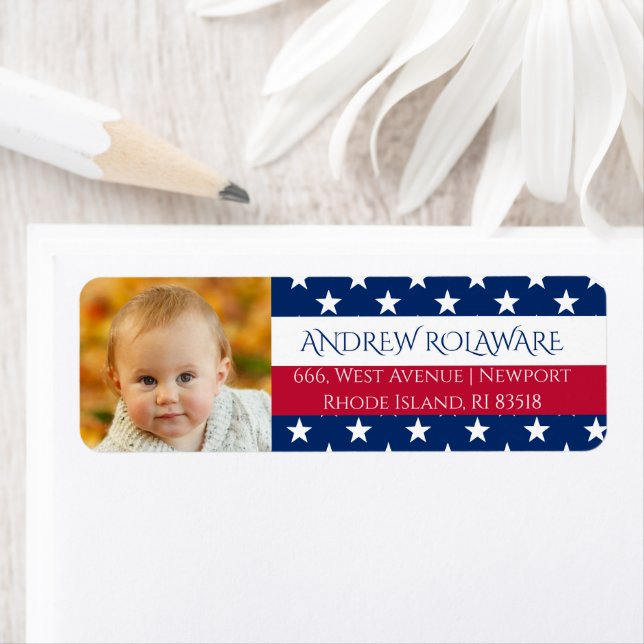 Personalised 4th of July Return Address Label (Insitu)