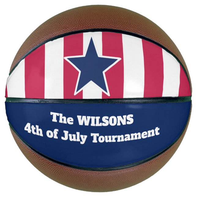 Personalised 4th of July/Star and Stripes Basketball (Front)