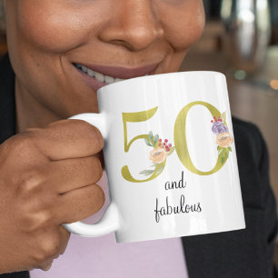 Personalised 50 And Fabulous 50th Birthday Coffee Mug