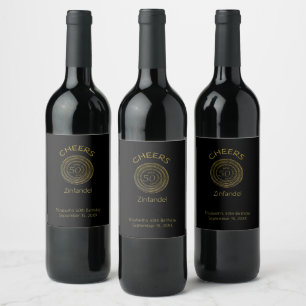 Personalised 50 and Fabulous Black Gold  Cheers Wine Label