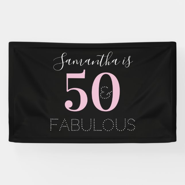 Personalised 50 and fabulous Modern Birthday Banner (Horizontal)