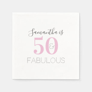 Personalised 50 and fabulous Pink Birthday Party Napkin