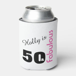 Personalised 50 and Fabulous Themed 50th Birthday Can Cooler