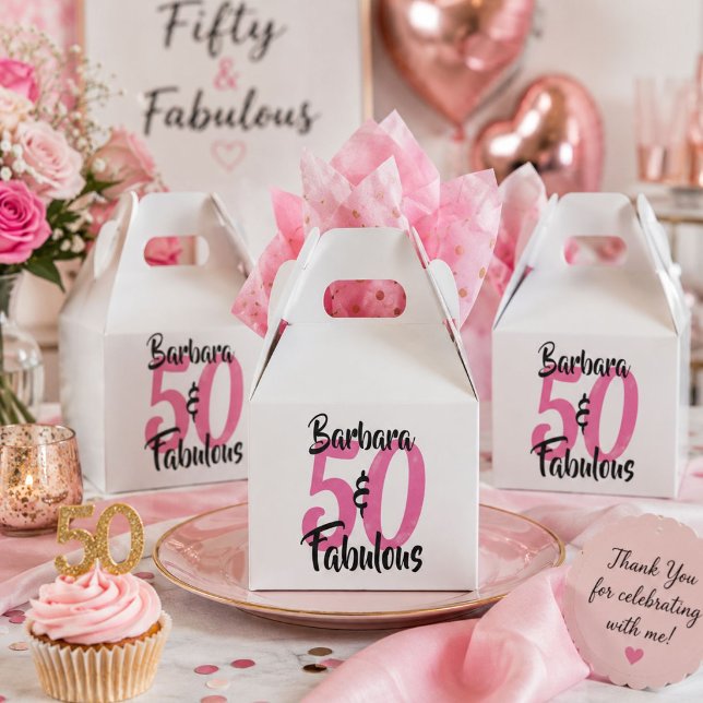 Personalised 50 & Fabulous Birthday Favour Boxes (Creator Uploaded)