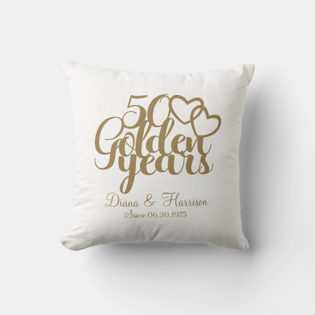 Personalised 50 Golden Years Anniversary  Cushion (Front)
