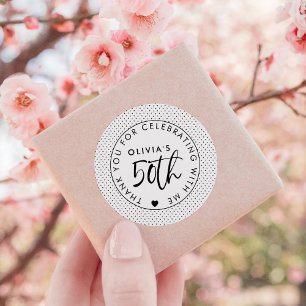 Personalised 50 Thank You for Celebrating with Me Classic Round Sticker