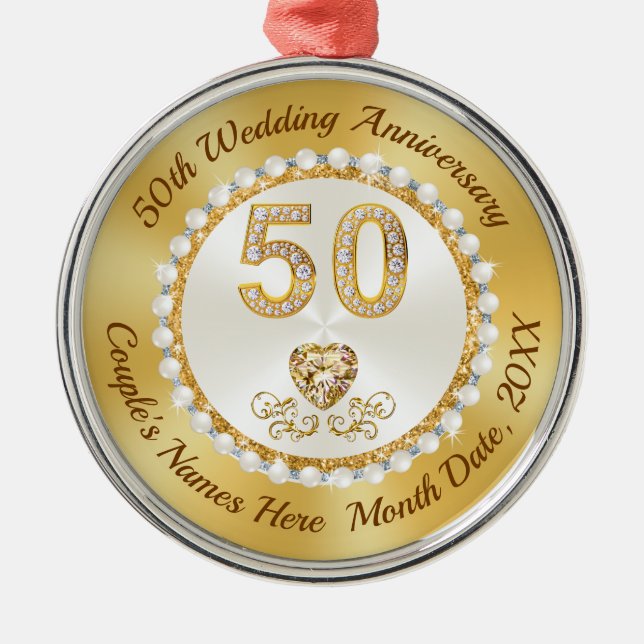 Personalised, 50th Anniversary Christmas Ornament (Front)