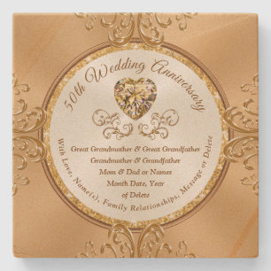Personalised 50th Anniversary Coasters, Buy 1, Set Stone Coaster