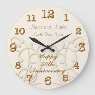 Personalised 50th Anniversary Gifts for Parents Large Clock