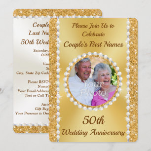 Personalised, 50th Anniversary PHOTO Invitations