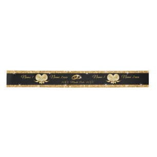 Personalised 50th Anniversary Ribbon, Black, Gold Satin Ribbon