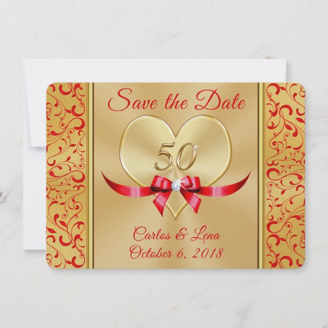 Personalised 50th Anniversary Save the Date Cards (Front)