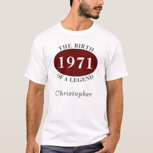 Personalised 50th Birthday 1971 Birth Of A Legend T-Shirt