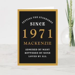 Personalised 50th Birthday 1971 Black Gold Chic Card
