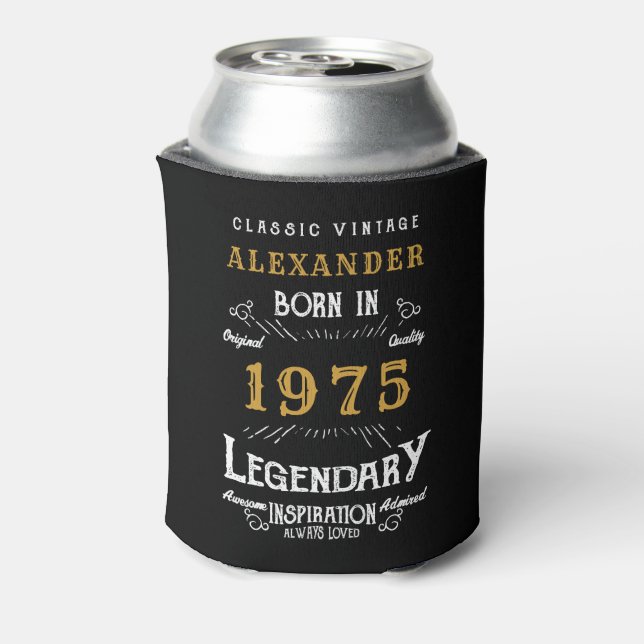 Personalised 50th Birthday Add Name Year Legendary Can Cooler (Can Back)