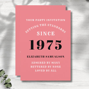 Personalised 50th Birthday Add Your Name Pink Invitation