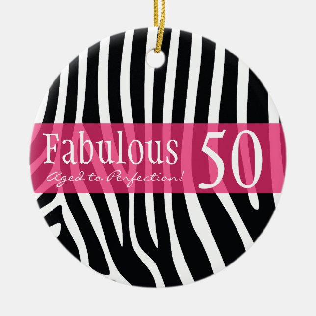 Personalised 50th Birthday Animal Print Ornament (Front)
