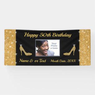Personalised, 50th Birthday Banner with PHOTO