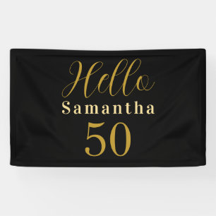 Personalised 50th Birthday Black Gold Birthday Banner