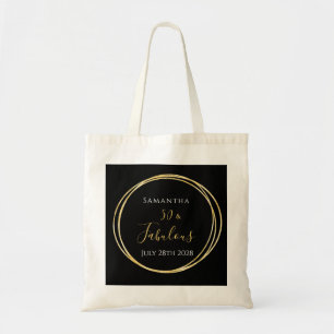 Personalised 50th Birthday Black Gold Tote Bag