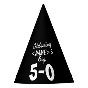 Personalised 50th Birthday Black White Paper Hat