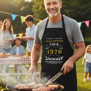 Personalised 50th Birthday Born 1971 Vintage Black Apron