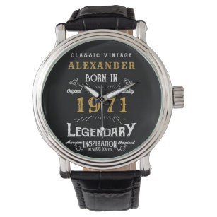 Personalised 50th Birthday Born 1971 Vintage Black Watch