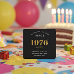 Personalised 50th birthday Born 1976 Black Gold Square Paper Coaster<br><div class="desc">Premium 50th Birthday Black and Gold Personalised Paper Coasters - Celebration Elegance. Celebrate a milestone birthday in style with our chic, premium-quality, 50th Birthday paper coasters. Exquisitely designed with a striking black and gold colour scheme, these coasters add a touch of luxury and sophistication to any 50th birthday bash. Express...</div>