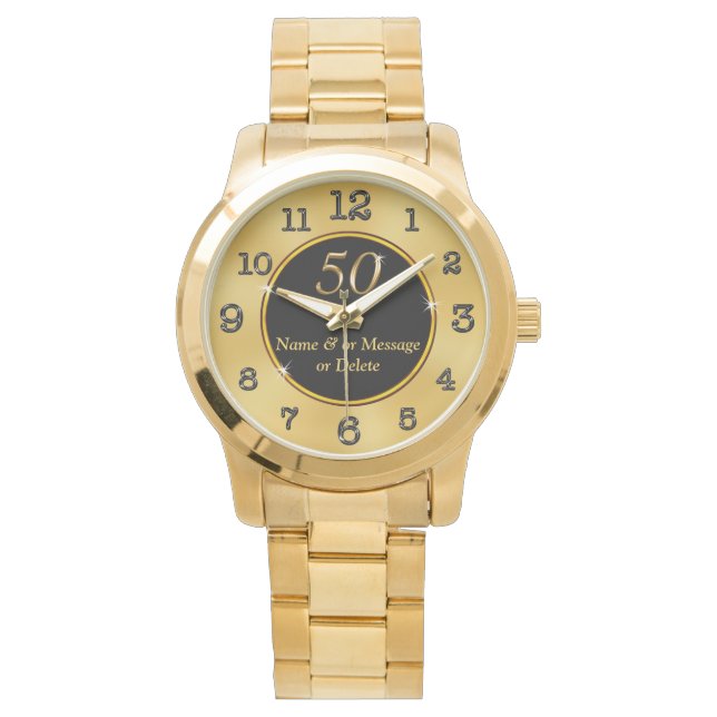 Personalised 50th Birthday Gift Ideas Women or Men Watch (Front)