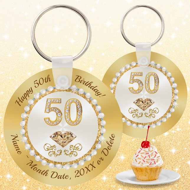 Personalised, 50th Birthday Giveaway Ideas, 50th Key Ring (Creator Uploaded)
