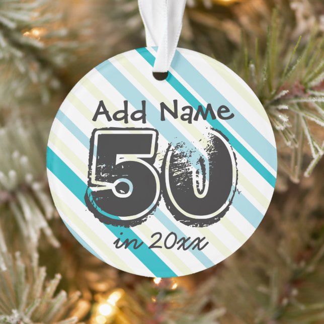 Personalised 50th Birthday Holiday Keepsake Ornament (Tree)