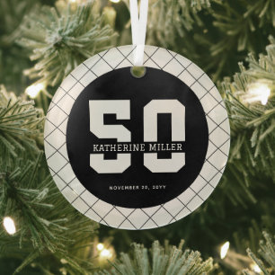 Personalised 50th Birthday Modern and Elegant   Glass Tree Decoration