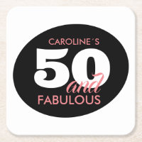 Personalised 50th Birthday Party Coasters
