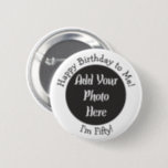 Personalised 50th Birthday Photo Button<br><div class="desc">Custom 50th Birthday Photo Party Supplies.</div>