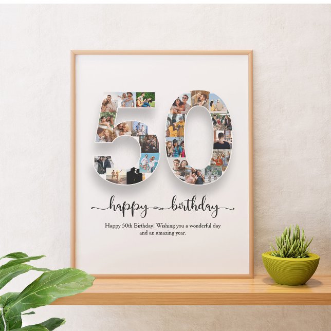 Personalised 50th Birthday Photo Collage Poster (Creator Uploaded)