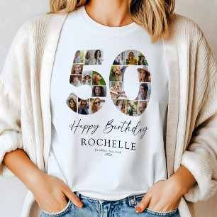 Personalised 50th Birthday Photo Collage T-Shirt