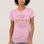 Personalised 50th Birthday Pink Gold For Her T-Shirt<br><div class="desc">Personalised birthday gold and grey on a pink ladies Tshirt. Easily customise the text on this "Birthday" T shirt using the template provided.</div>