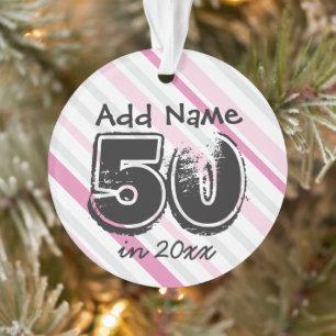 Personalised 50th Birthday Pink Ornament