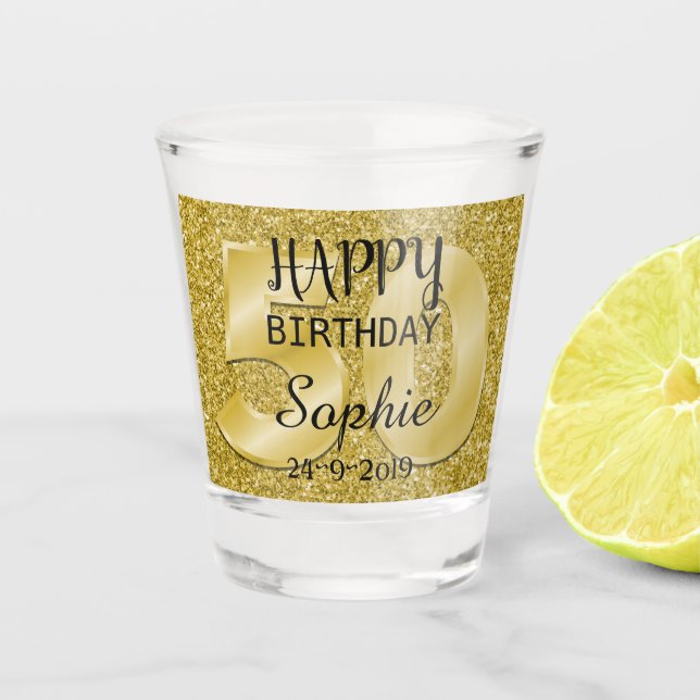 Personalised 50th Birthday Shot Glass (Front)