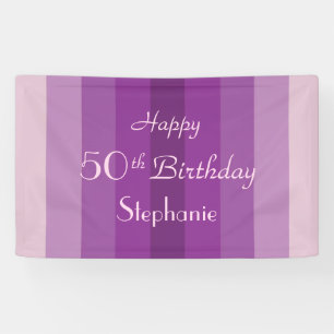 Personalised 50th Birthday Sign Purple Stripes